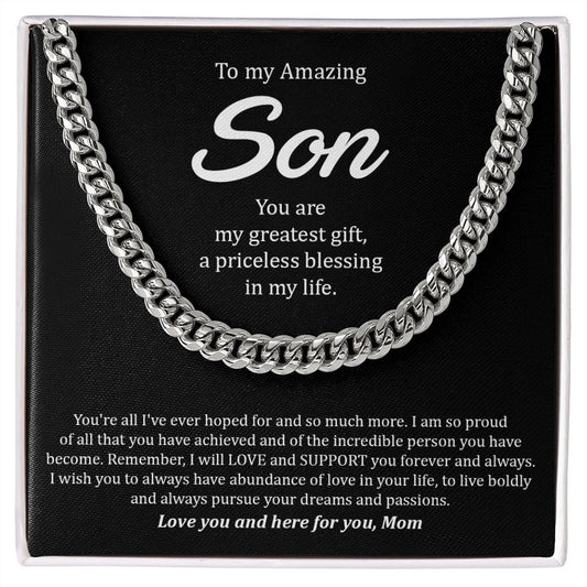 To My Amazing Son - Cuban Link Chain Necklace